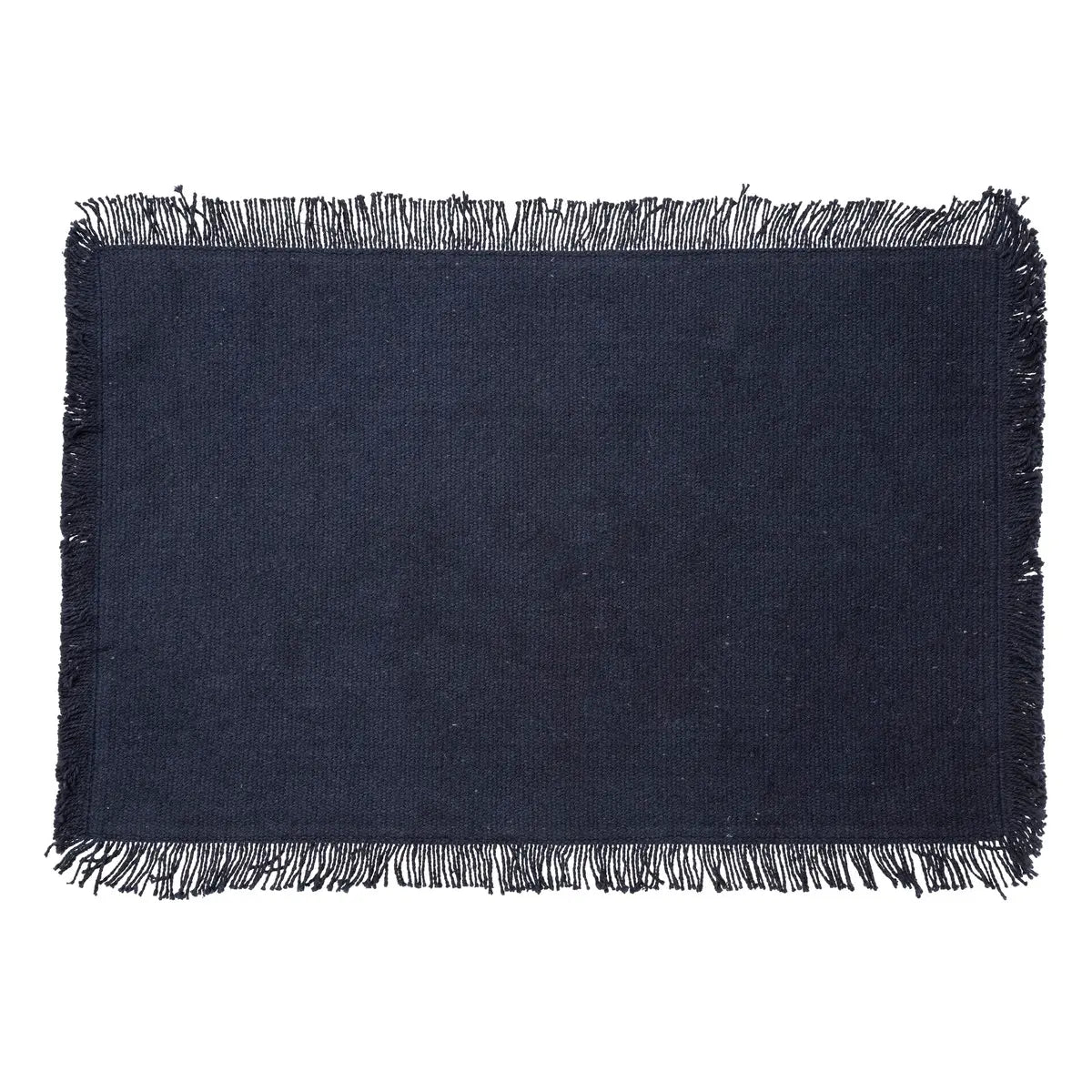 Secret de Gourmet Maha Placemat cotton with fringes - Set of 4 pieces - 45x30cm - Dark blue