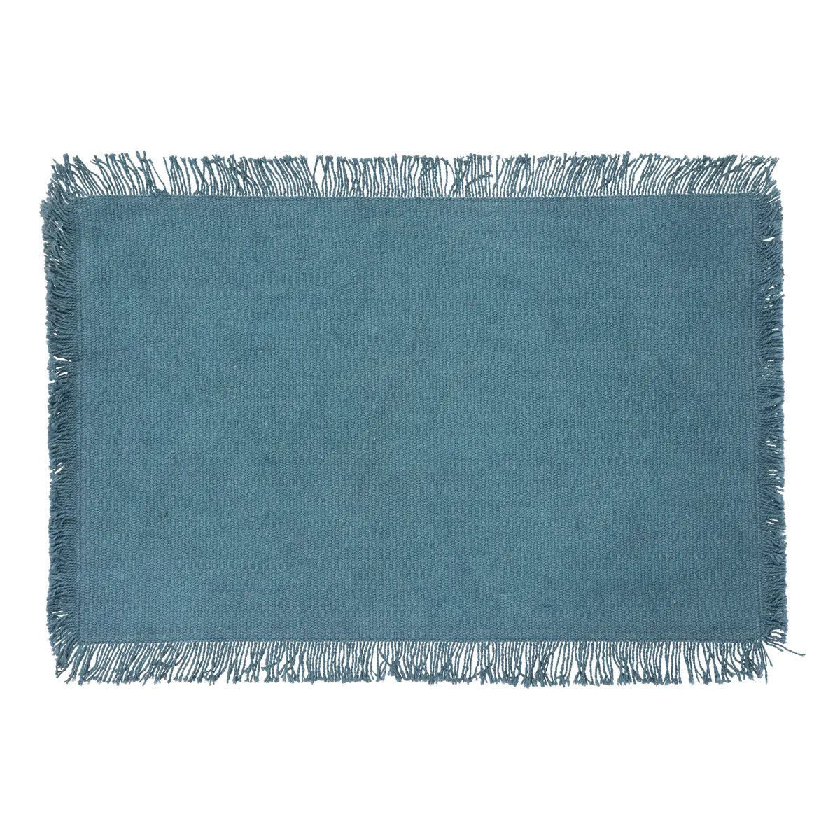 Secret de Gourmet Maha Placemat cotton with fringes - Set of 4 pieces - 45x30cm - Blue