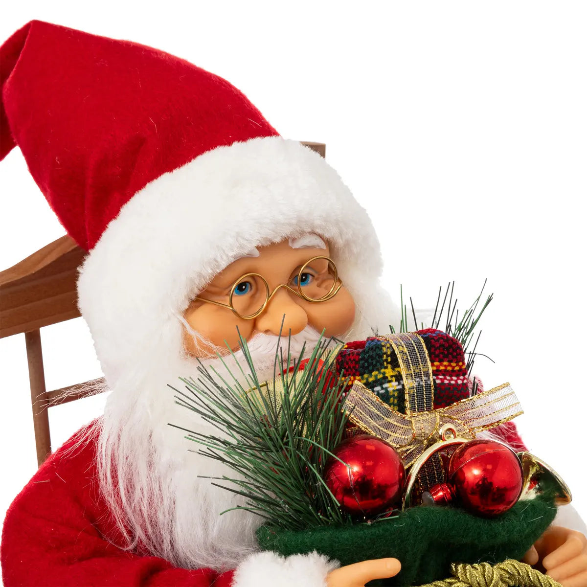 Fééric Lights and Christmas Velvet Standing Santa - H30cm - Christmas decoration - Red