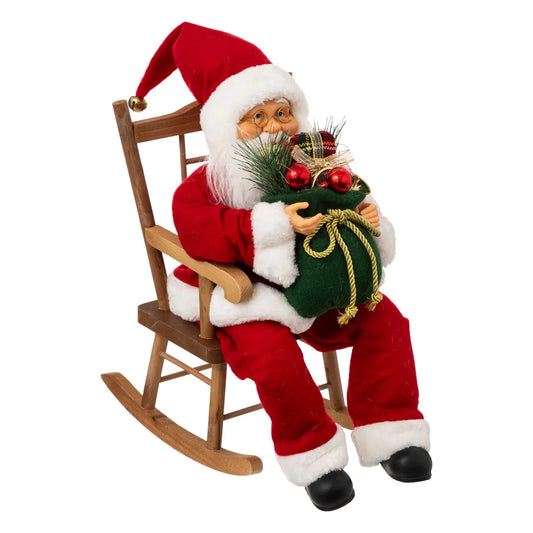 Fééric Lights and Christmas Velvet Standing Santa - H30cm - Christmas decoration - Red