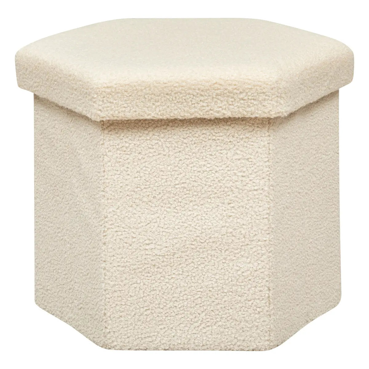 Atmosphera Pouf - Hexabel Jaiko - Foldable - Ivory - Hexagonal - Teddy