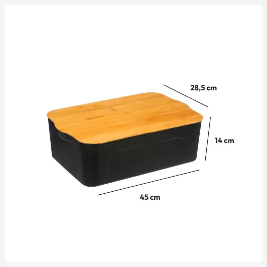 Atmosphera Box - Plastic and bamboo - Black - 13.5L