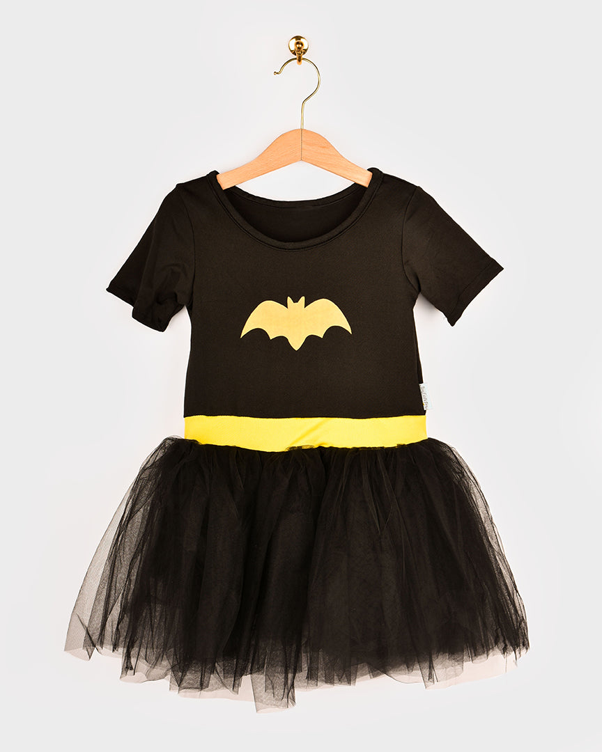 Den Goda Fen Fancy Dress Batgirl - Robe tutu avec cape - 110-116cm - 4-6 ans - Noir