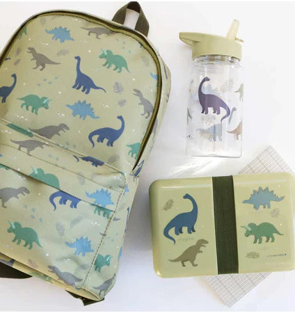 A Little Lovely Company Back to school set - Rugzak/Drinkfles RVS/4 Snackdozen/Bentobox- Dinosaurussen