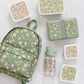 A Little Lovely Company Back to school set - Rugzak/Drinkfles/4 Snackdozen/Bentobox - Bloesems Saliegroen