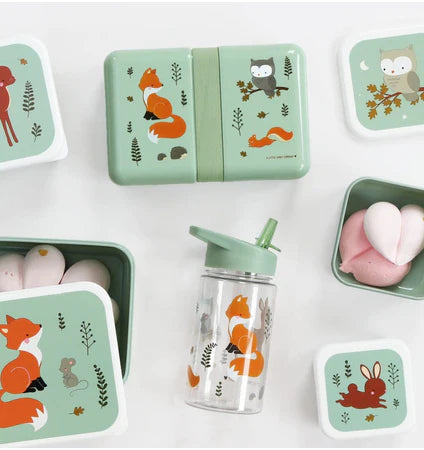 A Little Lovely Company Back to school set - Rugzak/Drinkfles/4 Snackdozen/Bentobox - Bosvriendjes