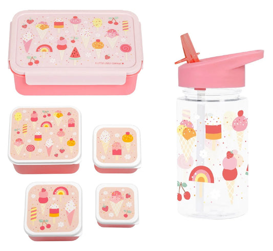 A Little Lovely Company Back to school set - Drinkfles / 4 Snackdozen / Lunchbox - Ijsjes