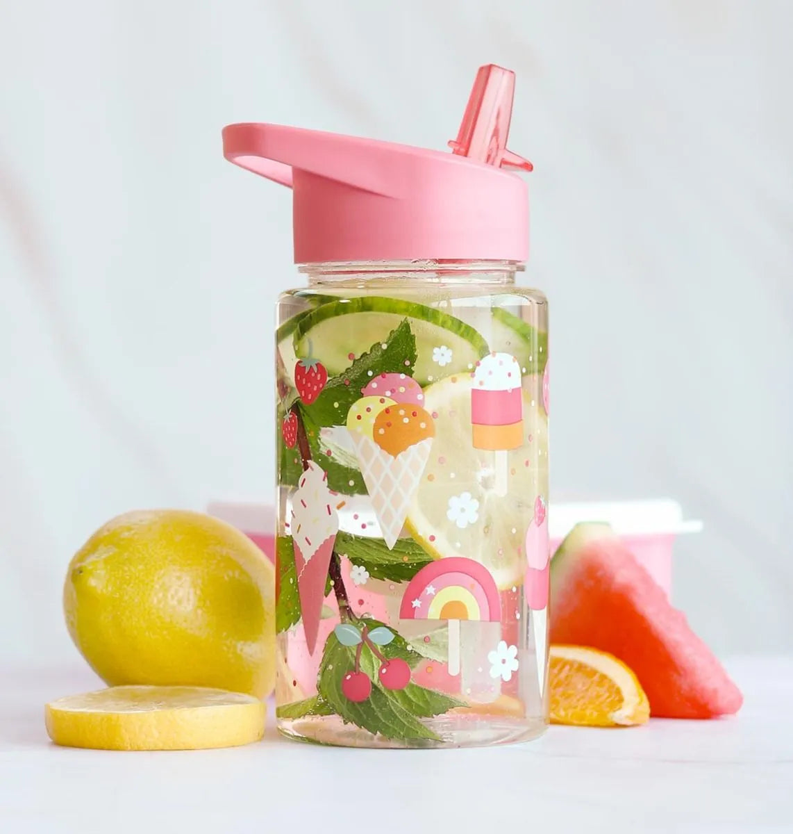 A Little Lovely Company Back to school set - Dubbelwandige Drinkfles / 4 Snackdozen / Lunchbox - Ijsjes