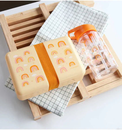 A Little Lovely Company Back to school set - Rugzak/Drinkfles/4 Snackdozen/Bentobox - Regenbogen