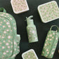 A Little Lovely Company Back to school set - Rugzak/Drinkfles RVS/4 Snackdozen/Bentobox - Bloesems Saliegroen