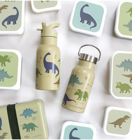 A Little Lovely Company Back to school set - Rugzak/Drinkfles RVS/4 Snackdozen/Bentobox- Dinosaurussen