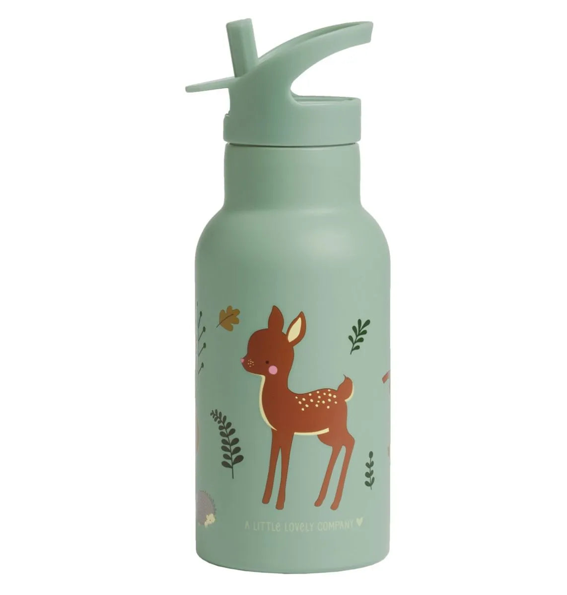 A Little lovely company Back to school set - Drinking bottle / 4 Snack boxes / Lunch box - Forest friends - Sage green