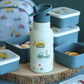 A Little Lovely Company Back to school set - Drinkfles RVS/4 Snackdozen/Bentobox - Voertuigen