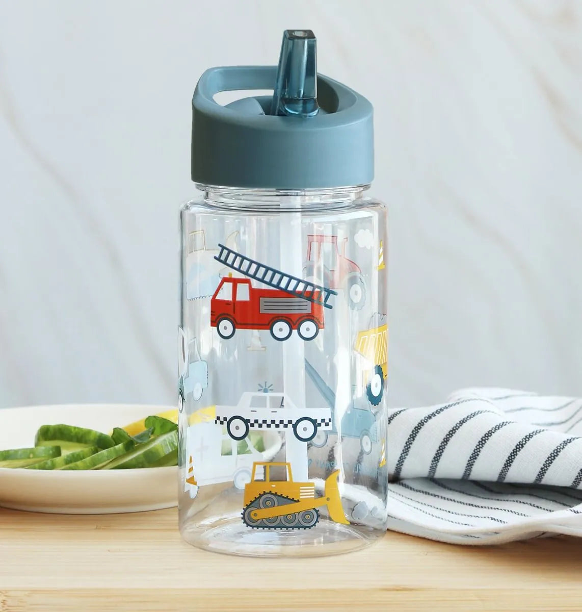 Back to school set - Drinking bottle / 4 Snack boxes / Lunch box - Vehicles - A Little lovely company