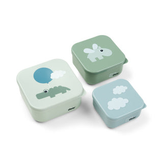 Done by Deer Friends SET drinkbeker met rietje + 3 snackdoosjes - Happy Clouds Green/Elphee Green