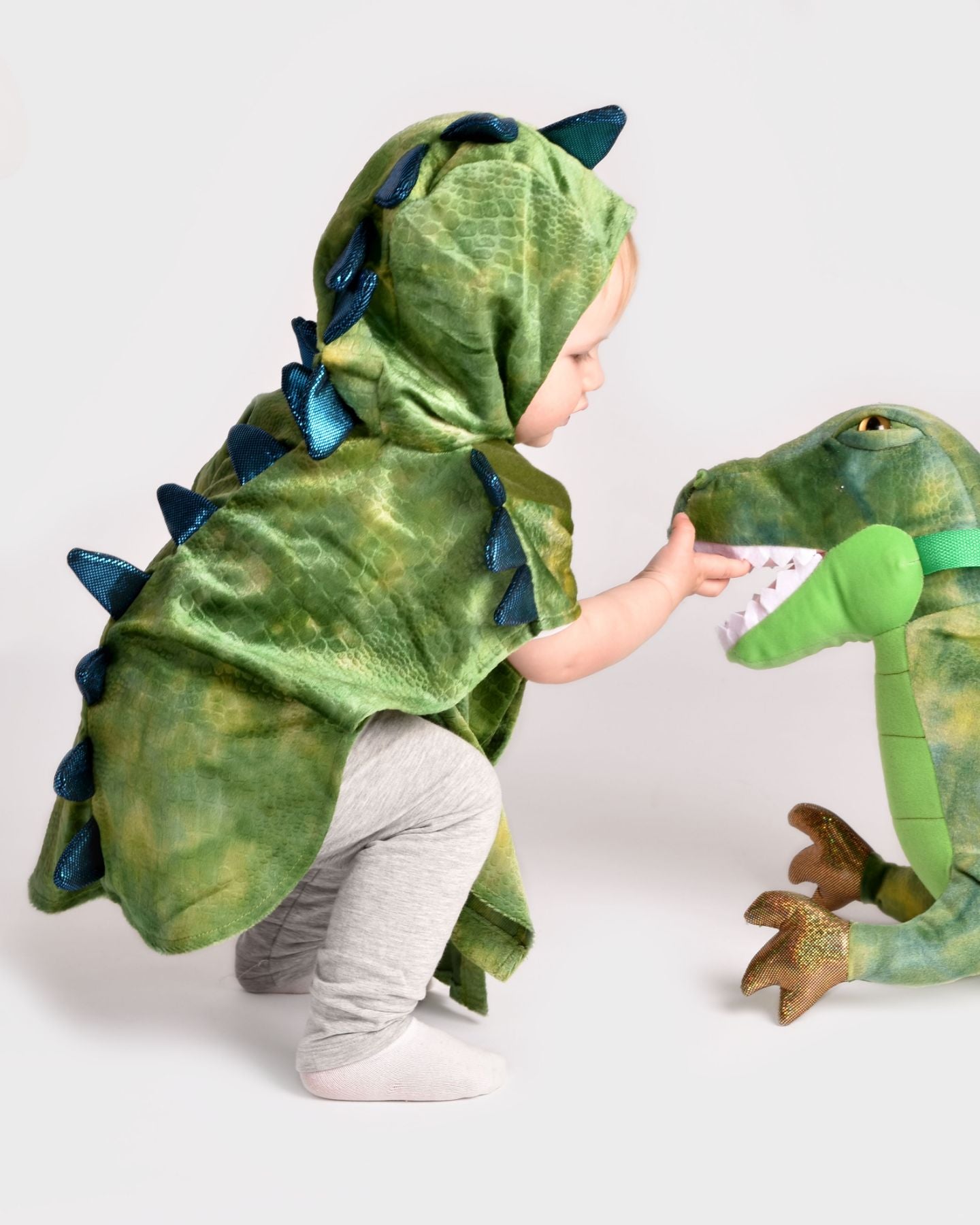 Den Goda Fen Verkleedkledij Dinosaurus - Mini cape met capuchon - 86-110cm - 1-4 jaar - Groen