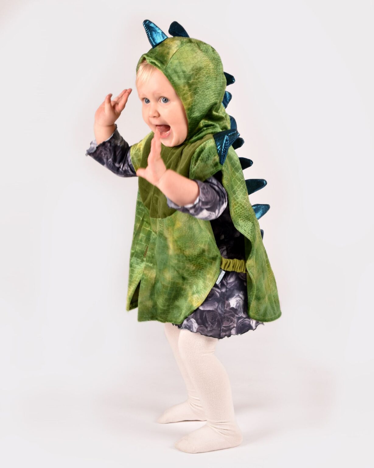 Den Goda Fen Verkleedkledij Dinosaurus - Mini cape met capuchon - 86-110cm - 1-4 jaar - Groen