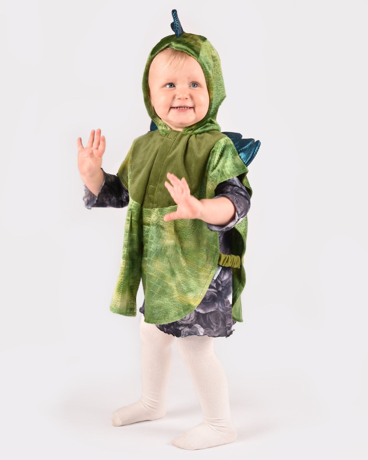 Den Goda Fen Verkleedkledij Dinosaurus - Mini cape met capuchon - 86-110cm - 1-4 jaar - Groen