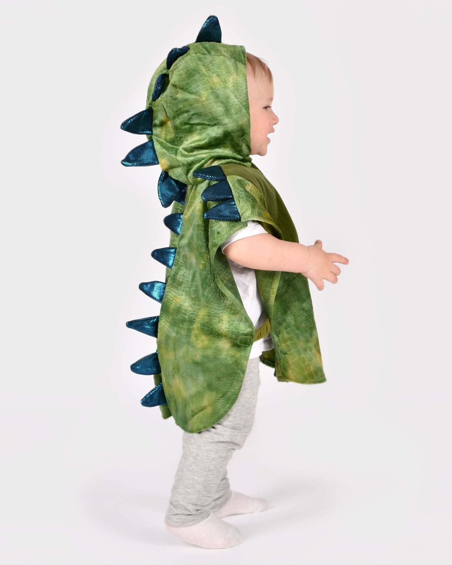 Den Goda Fen Verkleedkledij Dinosaurus - Mini cape met capuchon - 86-110cm - 1-4 jaar - Groen