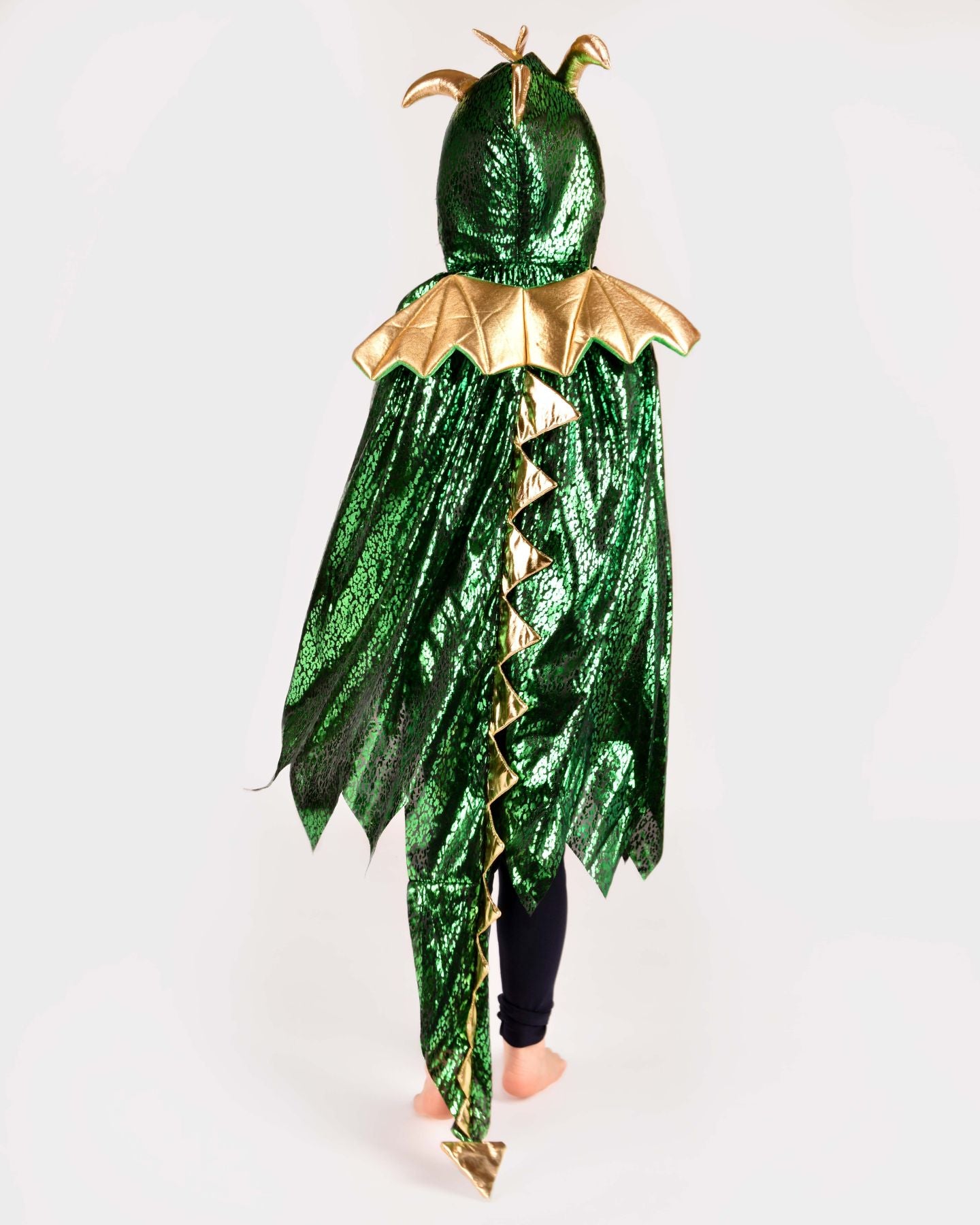 Den Goda Fen Vêtements de déguisement Dragon - Cape avec capuche et ailes - 104-128 cm - 3-8 ans - Vert