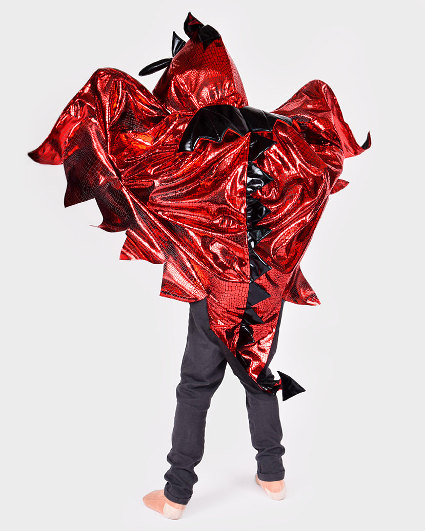 Den Goda Fen Verkleedkledij Draak - Cape met kap en vleugels - 104-128 cm - 3-8 jaar - Rood