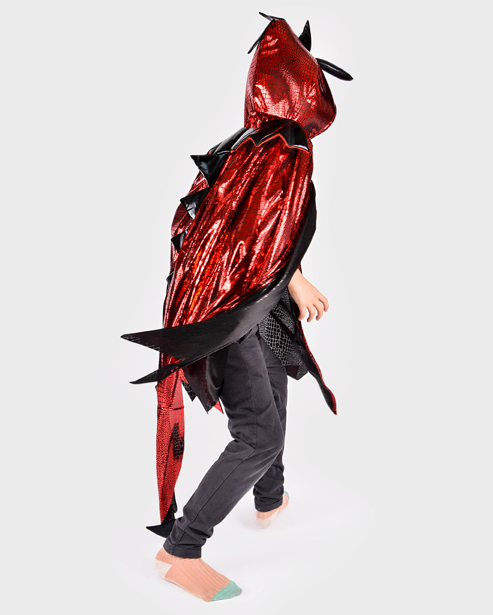 Den Goda Fen Verkleedkledij Draak - Cape met kap en vleugels - 104-128 cm - 3-8 jaar - Rood