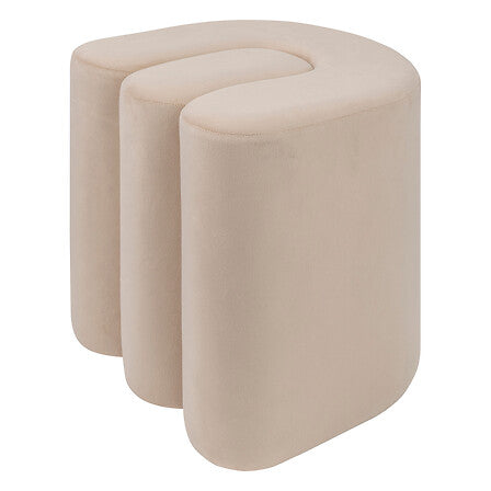 Atmosphera Bolan fluwelen poef - 40x40cm - Beige