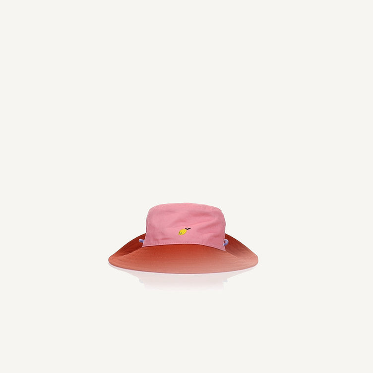 Chapeau de soleil Sticky Lemon - Chapeau été enfant - 54 CM - Chapeau bob - Chapeau de soleil - Fleur rose + marron saule