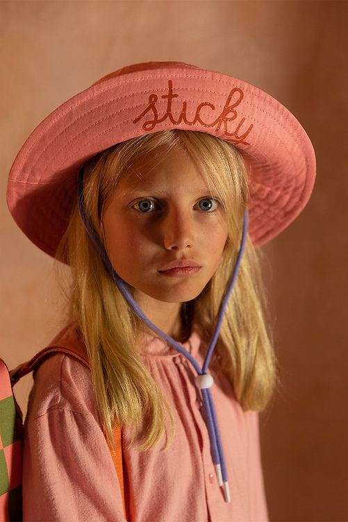 Sticky Lemon Sun hat - Zomer Kinderhoed - 54 CM - Vissershoed - Zonnehoed - Pink flower + willow brown