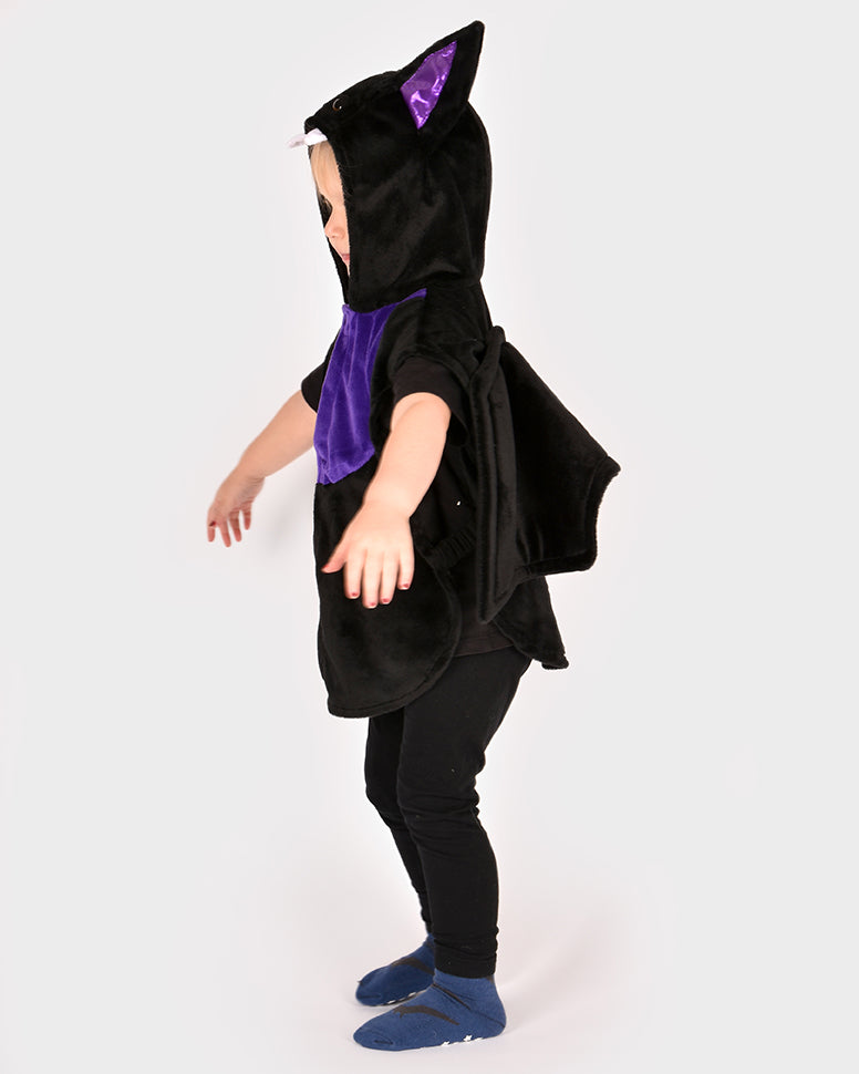 Den Goda Fen Fancy Dress Bat - Mini cape with hood - 86-110cm - 1-4 years - Black/Purple