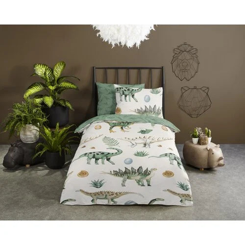 Good Morning Kids Duvet cover Dinosaurs - 140x220cm + 60x70cm - Set of 2 - Multi