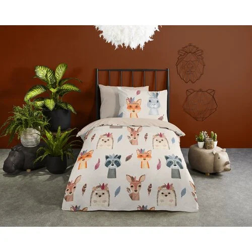 Good Morning Kids Housse de couette Forest Walk - 140x220cm + 60x70cm - Lot de 2 - Multi