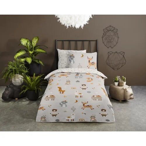 Good Morning Kids Housse de couette Savanne - 140x220cm + 60x70cm - Lot de 2 - Multi