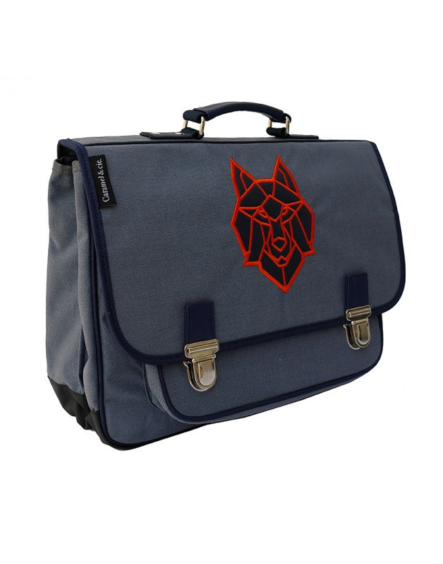 Caramel Cie Boekentas Schooltas Wolf Blauw beaubybo