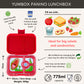 Yumbox Panino Bentobox 4 vakken - 22x15x5cm - Wow Red/Dinosaur Tray