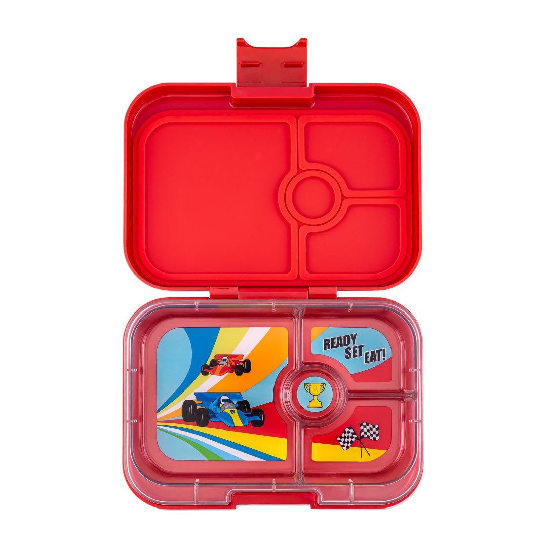 Yumbox Panino Bentobox 4 vakken - 22x15x5cm - Roar Red/Race Cars Tray