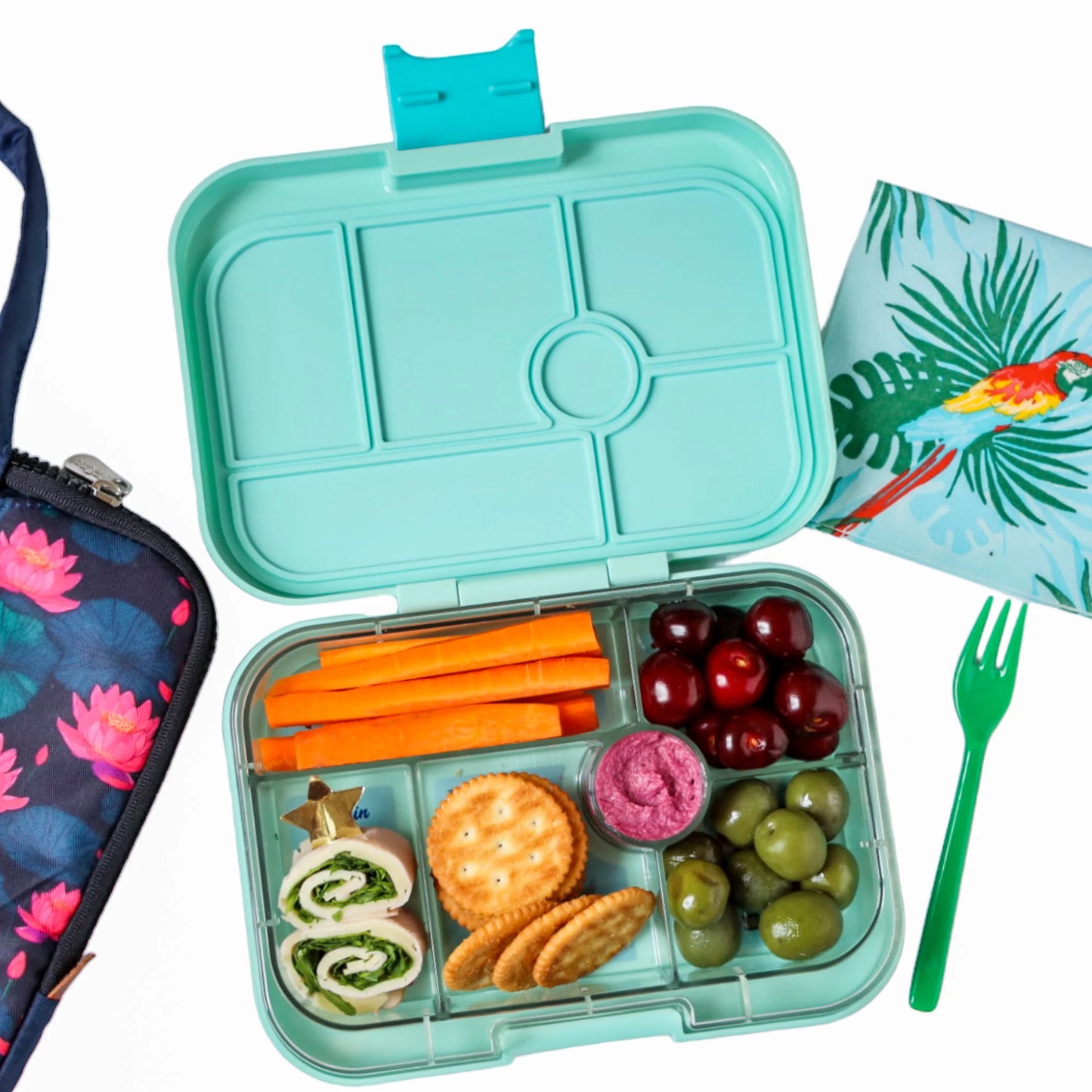 Yumbox Original Bentobox 6 vakken - 22x15x5cm - Serene Aqua/Paris Tray