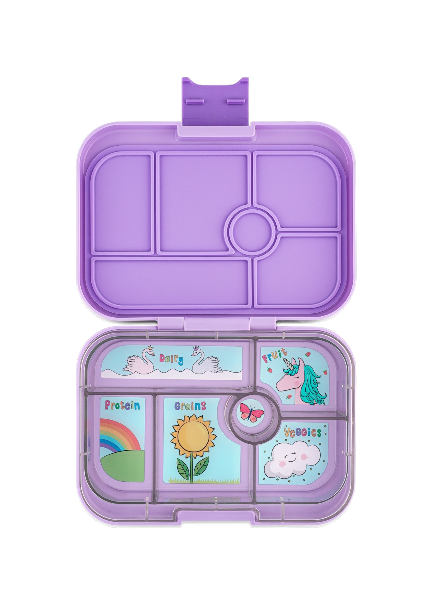 Yumbox Original Bentobox 6 vakken - 22x15x5cm - Lavande Paars / Eenhoorn Tray