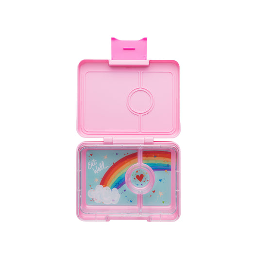 Yumbox Bentobox/Snackdoos 3 vakken - 17x13x5cm - Power Pink/Rainbow Tray