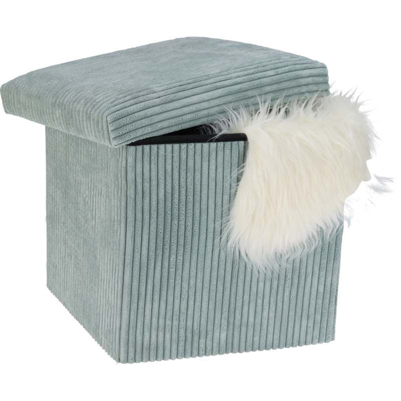 Home &amp; Styling Corduroy Pouf with Storage Space - Dark Gray - 38x38x38cm