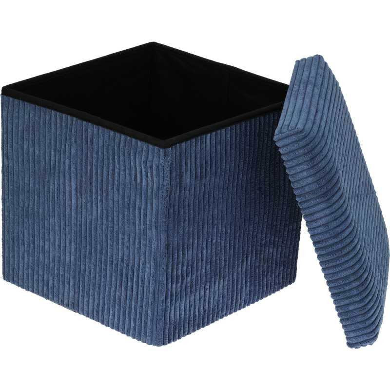 Home &amp; Styling Corduroy Pouf with Storage Space - Dark Gray - 38x38x38cm