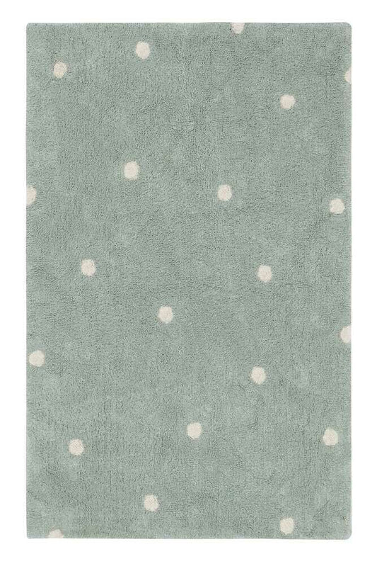Lorena Canals Wasbaar katoen vloerkleed - Mini Dot Blue Sage - 100x150cm