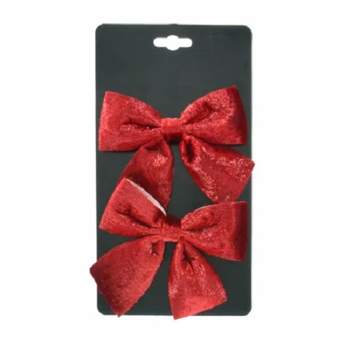 Christmas bow - Bow - Velvet - Set of 2 - Shiny - Red