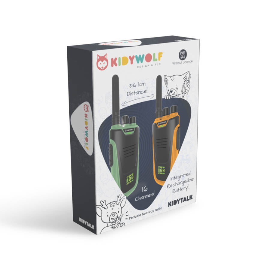 Kidywolf Kidytalk Walkie talkies - Set van 2 stuks - Groen/Oranje