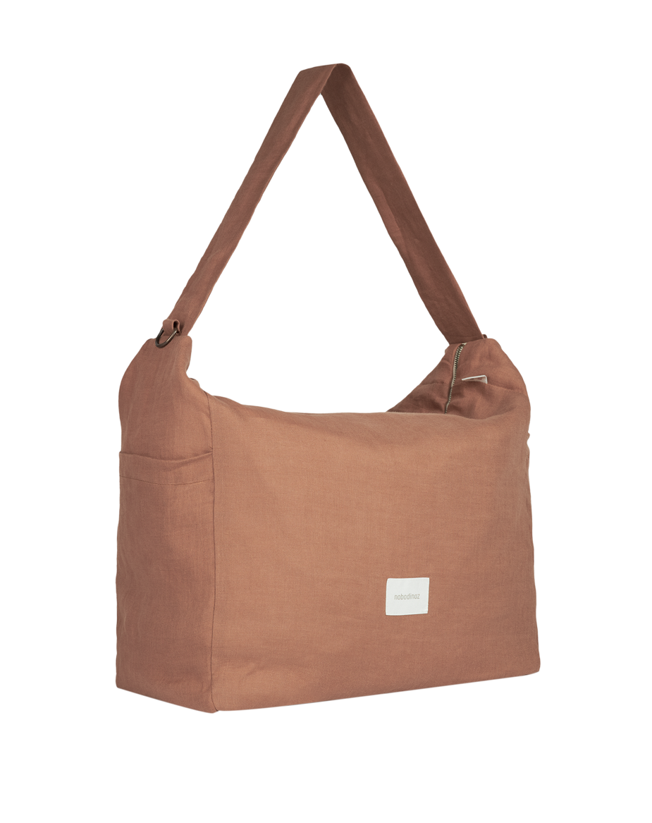 Nobodinoz Lin français nursery bag 50x40x18cm - Noisette