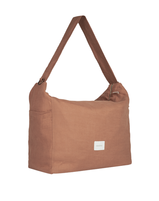 Sac puériculture Nobodinoz Lin français 50x40x18cm - Noisette