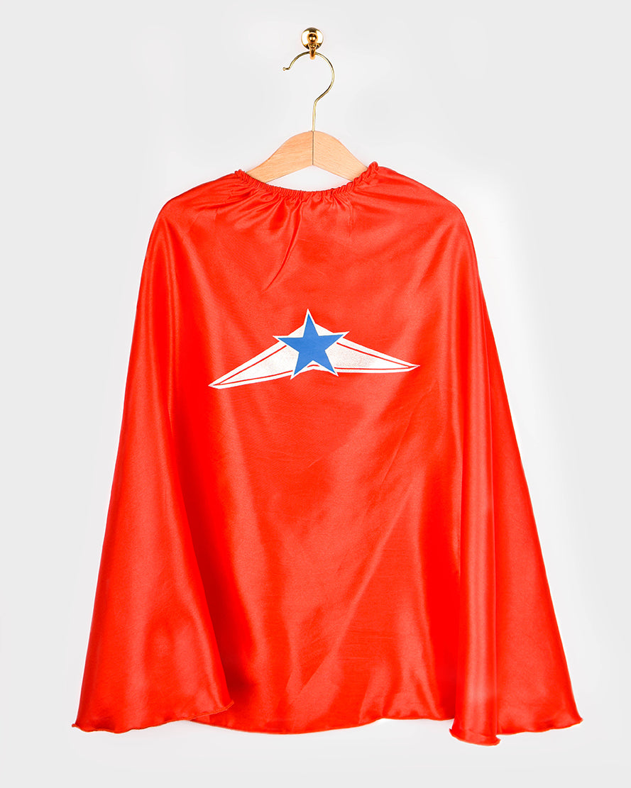 Den Goda Fen Verkleedkledij Wondergirl - Jurk met cape - 110-116cm - 4-6 jaar - Rood/Blauw