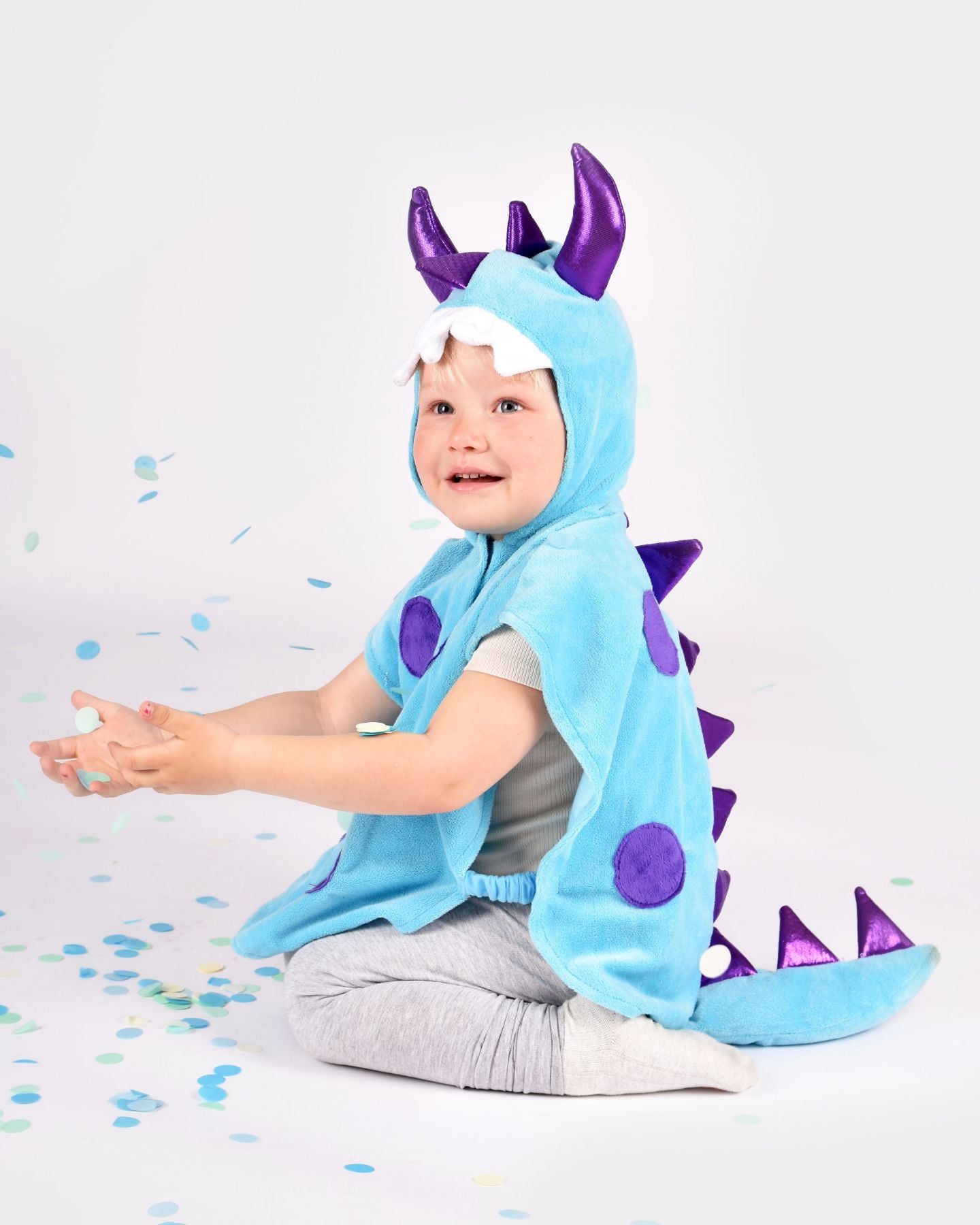 Den Goda Fen Dress Up Clothes Monster - Mini cape with hood - 86-110cm - 1-4 years - Blue