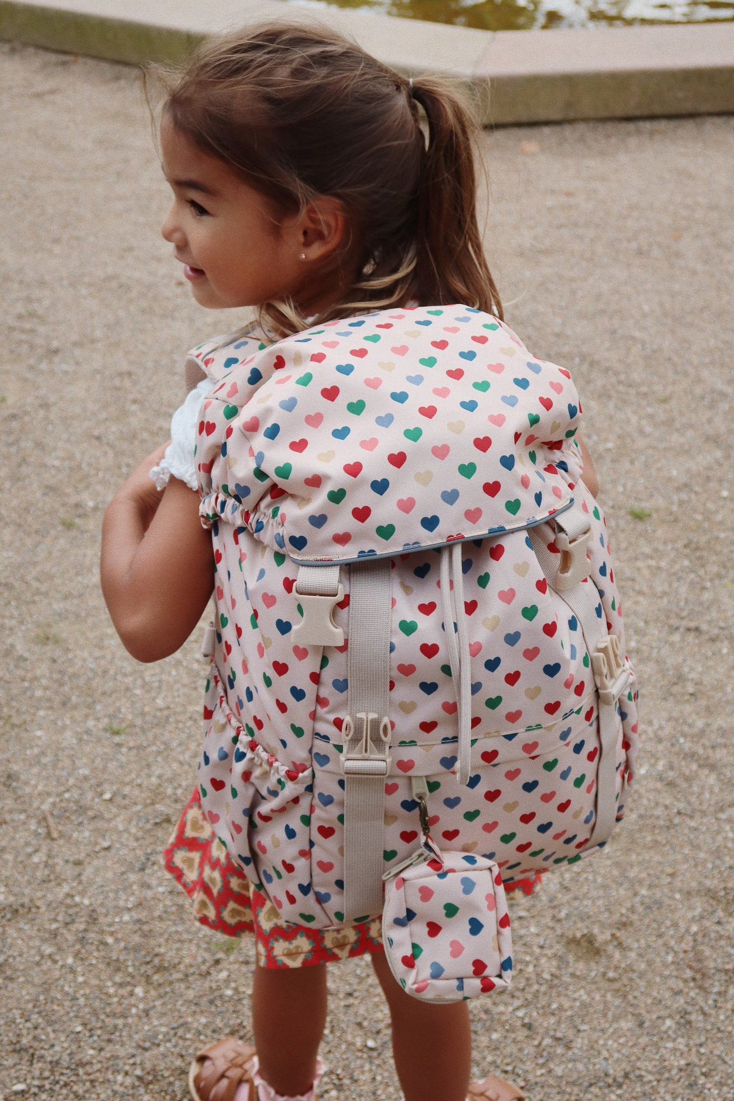 Konges Sløjd Clover Sac à dos/Book bag avec sac de sport et petit portefeuille - Ma Grand Cerise Mahogany