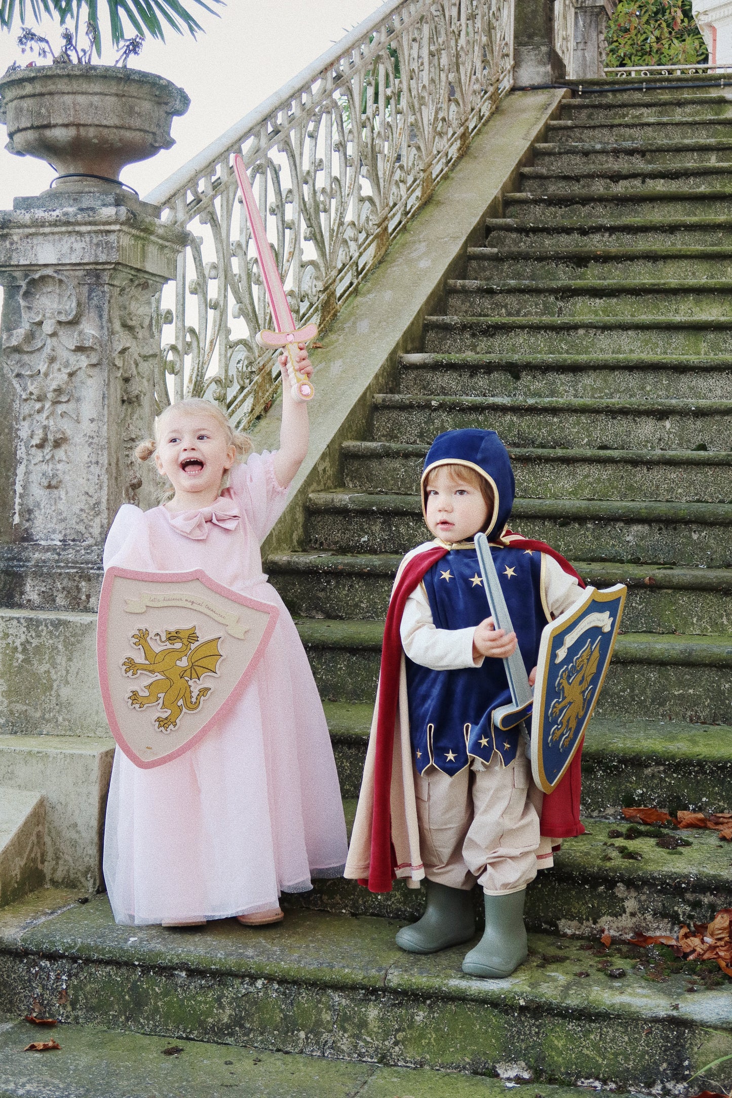 Konges Sløjd Verkleedkledij Princes - Zwaard en schild - Pink glitter